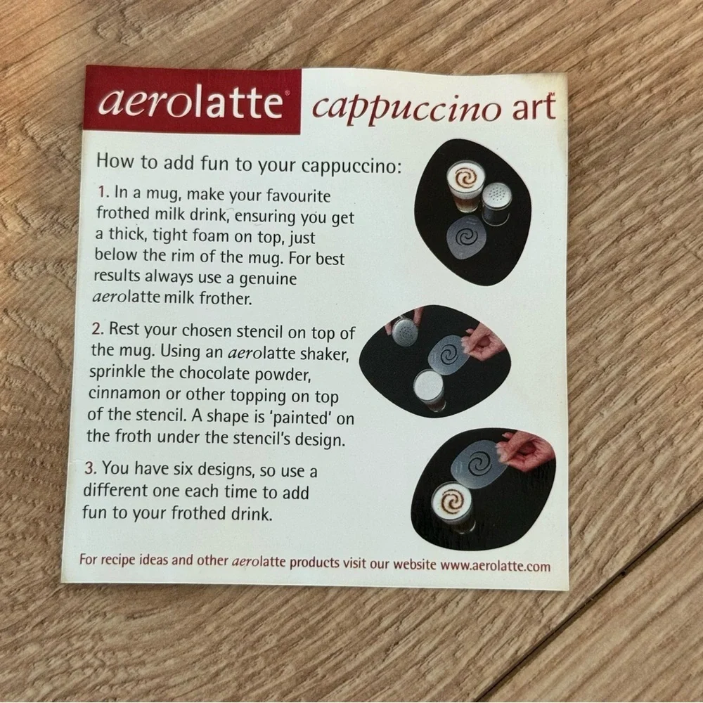 Aerolatte Stencil Set Cappuccino Art Set of 6 New & Reusable